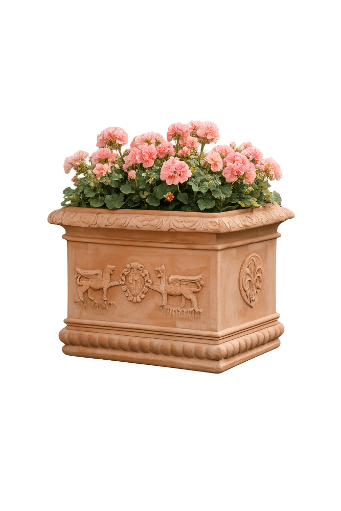 Preview: Bac à fleurs baroque en terre cuite d’Impruneta